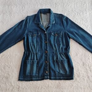 J. Jill Denim Cinch Waist Released Hem Jacket